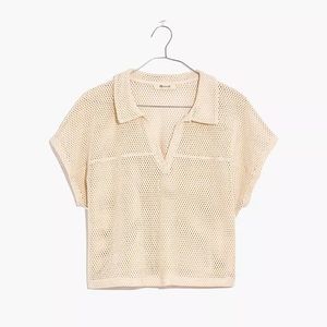 SOLD | Madewell Crochet Polo Top. Size Medium in Cream.